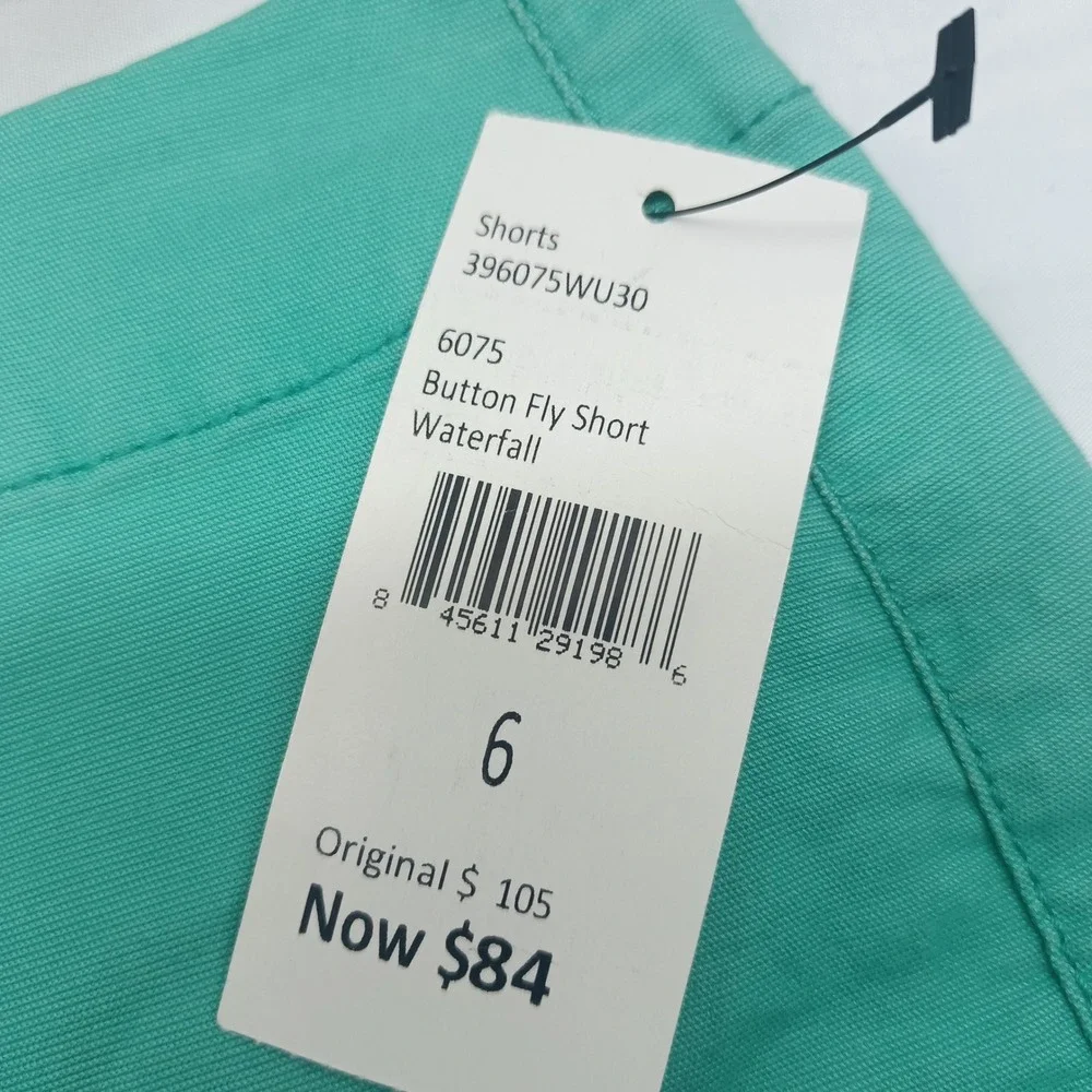 Cabi Waterfall Button Fly Shorts Teal Green Mid Rise Women 6 NWT Modern Casual